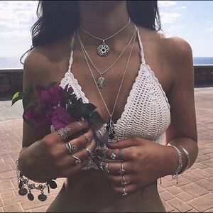 Boho 3 layer statement choker necklace